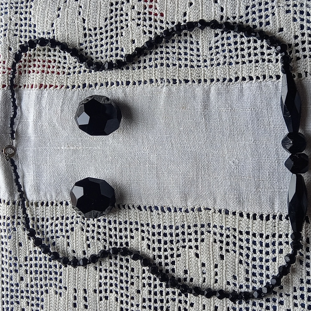 Black Costume jewelry necklace and earrings